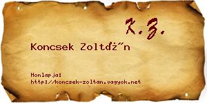 Koncsek Zoltán névjegykártya